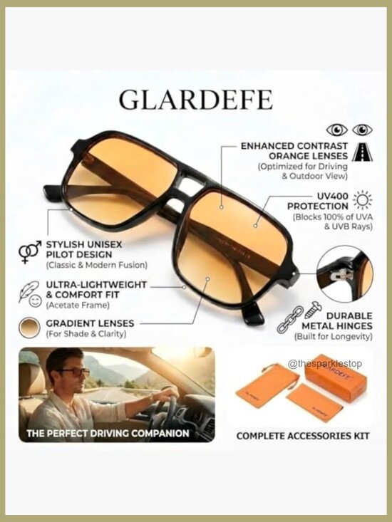 Oversized Aviator Sunglasses Retro 70s Square Frame UV400 Protection main image 4